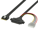 SlimSAS SFF-8654 8i转U.2 SFF-8639＋大4P 带耳朵 硬盘高速线